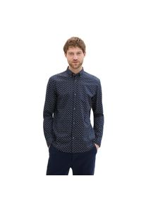 Tom Tailor Denim , Langarmhemd »POPLIN«, mit Streifenmuster , navy white minimal design , N-Gr , M -N-Gr , M , Langarmhemd von TOM TAILOR