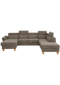 Home Affaire, Wohnlandschaft &raquo;Conville U-Form&laquo; Kopfteilverstellung wahlweise mit Bettfunktion und Bettkasten, savannah, 100% Polyester, B/H/T: 322 cm 