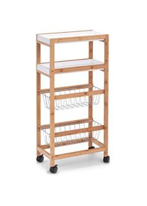 zeller Present, K&uuml;chenwagen &raquo;Bamboo&laquo; mit vier Ablagem&ouml;glichkeiten, naturfarben/wei&szlig;, Bambus, MDF, B/H/T: 40 cm x 83 cm x 22 cm, naturfarben/wei&szlig;