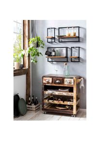 Sit, K&uuml;chenwagen &raquo;Fridge&laquo; aus recyceltem Altholz, Shabby Chic, Vintage, braun/bunt, B/H/T: 78 cm x 85 cm x 48 cm, braun/bunt