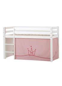 Hoppekids, Hochbett &raquo;ECO Dream, Kinderbett, Spielbett, Halbhohes Bett aus Massivholz&laquo; inkl. Vorhang-Set Creator, Bettgr&ouml;&szlig;e & Matratze w&auml;hlbar, Wei&szlig; + 