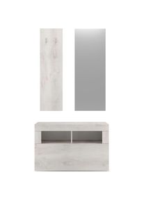 Inosign , Garderoben-Set »Basic 3tlg. Breite 91 cm, Höhe 187 cm, Wandgarderobe«, (3 St.), (Schuhbank, Garderobenpaneel, Spiegel), Pinie Weiss NB ,...