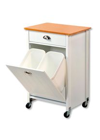 Kesper , K&uuml;chenwagen &raquo;Rollwagen inkl. Abfalleimer, wei&szlig;, FSC&laquo;, wei&szlig; / braun, Holzwerkstoff, B/H/T: 50 cm x 79 cm x 37 cm, wei&szlig; / braun
