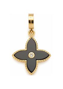 Leonardo , Charm-Einhänger »Anhänger Kleeblatt, Gothea Clip&Mix, 023266, 023268«, mit Onyx, Glasstein , gelbgoldfarben-schwarz-kristallweiß +...