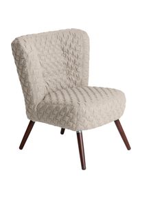 Max Winzer , Sessel »Nikki, Loungesessel, geschwungene Rückenlehne, Knopfheftung im Rücken«, im Retrolook, mit gestepptem Bezug, Solitärmöbel , beige