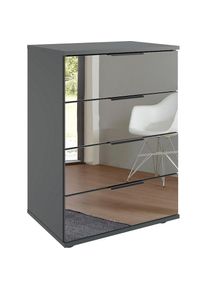 wimex, Nachtkommode &raquo;Saigon&laquo; mit 4 Schubladen, wahlweise Glas-oder Spiegelfronten, Graphit/ Spiegel, Spanplatte, B/H/T: 52 cm x 74 cm x 38 cm, Graphit