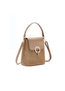 Lascana , Umhängetasche »Schultertasche«, Strandtasche, Tragetasche, Korbtasche, Bast-Optik VEGAN , taupe