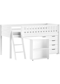 Vipack, Spielbett Made in Europe, mit viel Funktion auf kleinem Raum, LF 90x200 cm, Kiefer wei&szlig; lackiert, Wei&szlig;, Das Bett ist Kiefer massiv;Die 