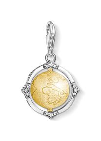 Thomas Sabo , Juegendliche , Charm-Einhänger »Vintage Weltkugel, 1711-849-39« mit Zirkonia (synth.) , silberfarben-gelbgoldfarben-weiß + weiß ,...