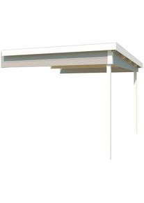 Lasita Maja, Schleppdach &raquo;Zambesi 300&laquo; Dachverl&auml;ngerung 28 mm, Fundamentmass 2500x3000, Lichtgrau, lichtgrau, Holzwerkstoff, lichtgrau