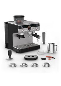 Krups , Espressomaschine »XP801T Precision, Siebträger«, mit Mahlwerk, intuitive Bedienfläche, Pre-Infusion-Einstellungen , Schwarz / Silber...