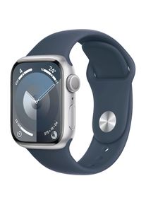 Apple , Smartwatch »Watch Series 9 Aluminium«, (4,1 cm / 1,69 Zoll), Watch OS 10, Sport Band , Sturmblau/Silber , iPhone erforderlich zur...
