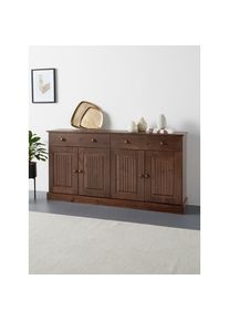 Home Affaire, Sideboard &raquo;Liotta&laquo;, braun, FSC -zertifiziertes Massivholz, B/H/T: 158 cm x 80 cm x 34 cm, braun