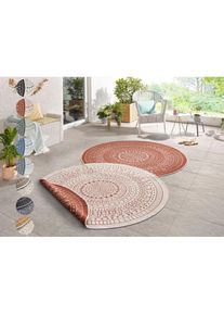Hanse Home, Teppich &raquo;Porto Wendeteppich&laquo; rund 5 mm H&ouml;he In-& Outdoor, Wetterfest, Balkon, Garten, Wohnzimmer, Wasserfest, terra, Kunstfaser, &Oslash; 240 cm 