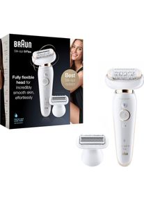 Braun , Epilierer »Silk-épil 9 Flex 9-006«, kabellose Wet & Dry-Epilation, breiter Kopf mit 40 Pinzetten , weiß/gold , MEHRERE FUNKTIONEN:...