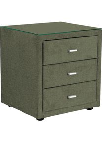 Alina, Nachttisch &raquo;Elsa&laquo; mit Glasplatte, dunkelgr&uuml;n GCP 333, Chenille GCP (100% Polyester), B/H/T: 50 cm x 55 cm x 45 cm, dunkelgr&uuml;n GCP 333