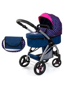 BAYER , Kombi-Puppenwagen »City Max blau«, mit Wickeltasche , Blau/Pink