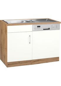 KOCHSTATION, Sp&uuml;lenschrank &raquo;KS-Colmar&laquo; 110 cm, Front und Sockelblende f&uuml;r teilintegrierten Geschirrsp&uuml;ler, wei&szlig;, Holzwerkstoff, wotaneiche -B/H/T: 110