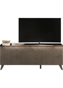 Inosign, Damen, Lowboard &raquo;Tray, Breite 181 cm, TV-Bank mit 3 T&uuml;ren&laquo; Top "Tablet", Push-to-open Funktion, Bronzo / Mercure NB Holzstruktur, Bronzo / 