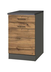 KOCHSTATION, Unterschrank &raquo;KS-Trier&laquo; Breite 50 cm, wotaneiche/grafit, Holzwerkstoff, MDF, B/H/T: 50 cm x 85 cm x 60 cm, wotaneiche/grafit