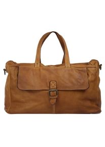 CLUTY, Damen, Reisetasche echt Leder, Made in Italy, cognac, cognac, Breite 48 cm x H&ouml;he 32 cm x Tiefe 21 cm