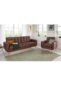 exxpo - sofa fashion, Hocker &raquo;Fiord kompakt und bequem, tolle Verarbeitungsdetails&laquo;, schoko, Webvelours (100% Polyester);Vintage (100% Polyester), B/H