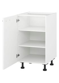 KOCHSTATION, Unterschrank &raquo;"KS-Scafa" mit zwei Einlegeb&ouml;den&laquo; in verschiedenen Breiten, wahlweise T&uuml;ranschlag rechts oder links, wei&szlig;/zement hell, wei&szlig;