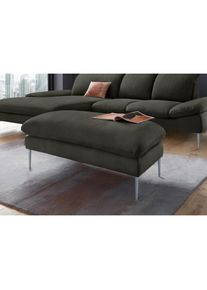 W.Schillig, Hocker &raquo;enjoy&MORE&laquo; F&uuml;&szlig;e silber matt, Breite 106 cm, hunter R66, Chenille-Flachgewebe R66 (85% Polyester, 15% Nylon);Longlife Xtra-Leder 