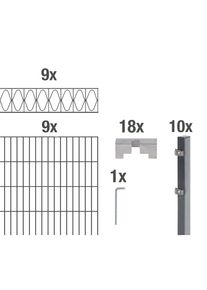 Alberts, Doppelstabmattenzaun &raquo;Eleganz&laquo; anthrazit, H&ouml;he: 100-160cm, Gesamtl&auml;nge: 10-20m, zum Einbetonieren, anthrazit, Stahl, H/L: 140 cm x 18 m, 