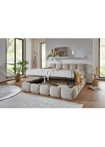 ATLANTIC HOME COLLECTION, Polsterbett &raquo;"Jane" mit gro&szlig;en Stauraum&laquo; luxurious gepolstertes Kopfteil und Rahmen, Bezug mit Boucl&eacute;charakter, Creme, 100% 