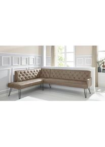 exxpo - sofa fashion, Eckbank &raquo;Doppio, Chesterfield Optik, komfortabel und bequem, hohe Designf&uuml;&szlig;e&laquo; Frei im Raum stellbar, cappuccino, 100% Polyester,