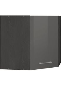 KOCHSTATION , Eckh&auml;ngeschrank &raquo;KS-Utah&laquo; , Grau Hochglanz