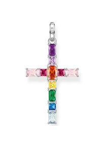 Thomas Sabo , Kettenanhänger »Kreuz pinke oder bunte Steine, PE939-051-9, PE939-073-7«, mit Spinell (synth.), Zirkonia (synth.), Korund (synth.) ,...