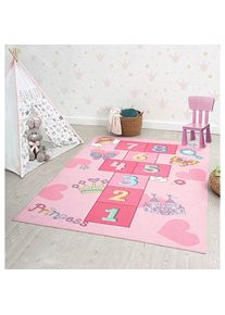 the carpet, Teppich &raquo;Happy Life&laquo; rechteckig 4 mm H&ouml;he Life Kinderzimmer Teppich Spielteppich pflegeleicht, Pink, Polyester, B : 200 cm 1 Stk. -4 mm, 