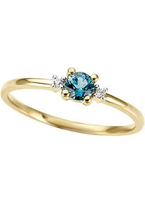 Firetti, Damen, Fingerring &raquo;Schmuck Geschenk Gold 333 Damenring Goldring Edelstein Solit&auml;r&laquo; mit London Blue Topas - mit Diamanten, gelbgoldfarben-