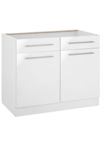 Wiho-K&uuml;chen wiho K&uuml;chen, Unterschrank &raquo;Flexi2&laquo; Breite 100 cm, Front: Wei&szlig; Glanz, Korpus: Wei&szlig;, B/H/T: 100 cm x 82 cm x 57 cm, Front: Wei&szlig; Glanz, Korpus: Wei&szlig;
