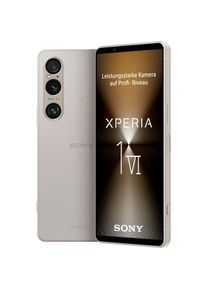 Sony, Smartphone &raquo;Xperia 1 VI&laquo; Platin-Silber, Platin-Silber, Die innovative texturierte Oberfl&auml;che verbessert den Griff mit einem echten Kamera-Look 