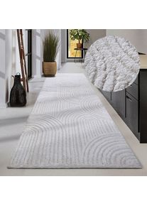 ELLE DECORATION, Designteppich &raquo;Chappe&laquo; rechteckig 18 mm H&ouml;he Shaggy, L&auml;ufer, flauschig, weich, Langflor, modern, Hoch Tief Effekt, Cremewei&szlig;, 