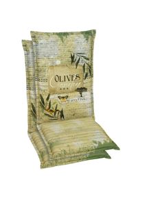 GO-DE, Sesselauflage, gr&uuml;n/braun, Obermaterial: 60% Baumwolle, 40% Polyester, B/H/T: 110 cm x 7 cm x 50 cm, gr&uuml;n/braun