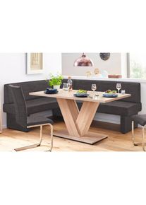 Home Affaire, Eckbank &raquo;Nils&laquo; Sitz und R&uuml;cken gepolstert, verschiedene Qualit&auml;ten, schwarz (Arizona 4420), Holzwerkstoff, Massivholz, Polyester, B/H/T: