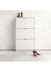 Inosign, Schuhschrank &raquo;Shoes Schuhaufbewahrung, Schuhkommode, Schuhregal, &laquo; mit drei Klappen, 2 B&ouml;den, H&ouml;he 123 cm, ca. 18 Paar Schuhe, wei&szlig;, wei&szlig;, 