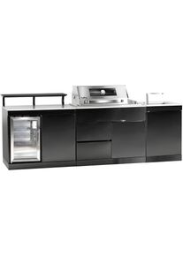 Buschbeck, Outdoor-K&uuml;che &raquo;Bradford&laquo; Edelstahl, wei&szlig;e Marmor-Arbeitsplatte, BxTxH: 270x92x120 cm, K&uuml;che: schwarz + Front: schwarz + Korpus: schwarz + 