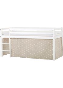 Hoppekids, Hochbett &raquo;ECO Dream, Kinderbett, Spielbett, Halbhohes Bett aus Massivholz&laquo; inkl. Vorhang-Set Creator, Bettgr&ouml;&szlig;e & Matratze w&auml;hlbar, Wei&szlig; + 