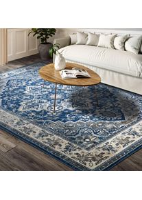 Villeroy & Boch Villeroy & Boch, Teppich &raquo;Jehanne&laquo; rechteckig 11 mm H&ouml;he Orientalisch, Wohnzimmer, Schlafzimmer, Klassisch, Kurzflor, Weich, Blau,Creme, Polypropylen,