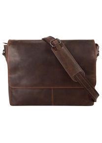 XZONE X-Zone, Damen, Messenger Bag echt Leder, cognac, cognac, H&ouml;he 28 cm x Breite 40,5 cm x Tiefe 8 cm