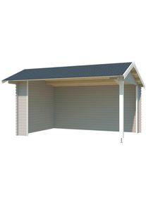 Lasita Maja, Gartenhaus &raquo;Unterstand/Lounge San Diego&laquo; Unterstand / Lounge 34mm, Fundamentmass 4250x3000, Lichtgrau, lichtgrau, Holzwerkstoff, 