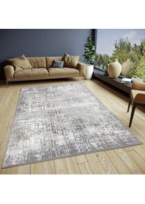 Hanse Home, Teppich &raquo;Abstract&laquo; rechteckig 13 mm H&ouml;he strapazierf&auml;hig, pflegeleicht, robust, gl&auml;nzend, Creme,Grau, Polyester, B : 160 cm 1 Stk. -13 mm,