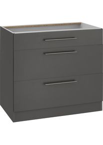 Wiho-K&uuml;chen wiho K&uuml;chen , Unterschrank &raquo;Unna&laquo; 90 cm breit, mit 2 gro&szlig;en Ausz&uuml;gen, ohne Arbeitsplatte , Front und Korpus: Anthrazit