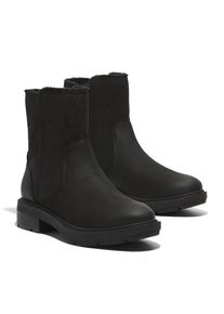 Timberland, Damen, Winterstiefelette &raquo;BRIMFIELD MID WARM LINED BOOT&laquo; Winterstiefel, Winderboots, Winterschuhe, gef&uuml;ttert, BLACK FULL GRAIN, 38,5, 