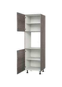 KOCHSTATION, Backofenumbauschrank &raquo;KS-Trea SB-195-3&laquo; mit zwei T&uuml;ren und zwei Einlegeb&ouml;den, H&ouml;he 195 cm, eichefarben grau, eichefarben grau -B/H/T: 60 